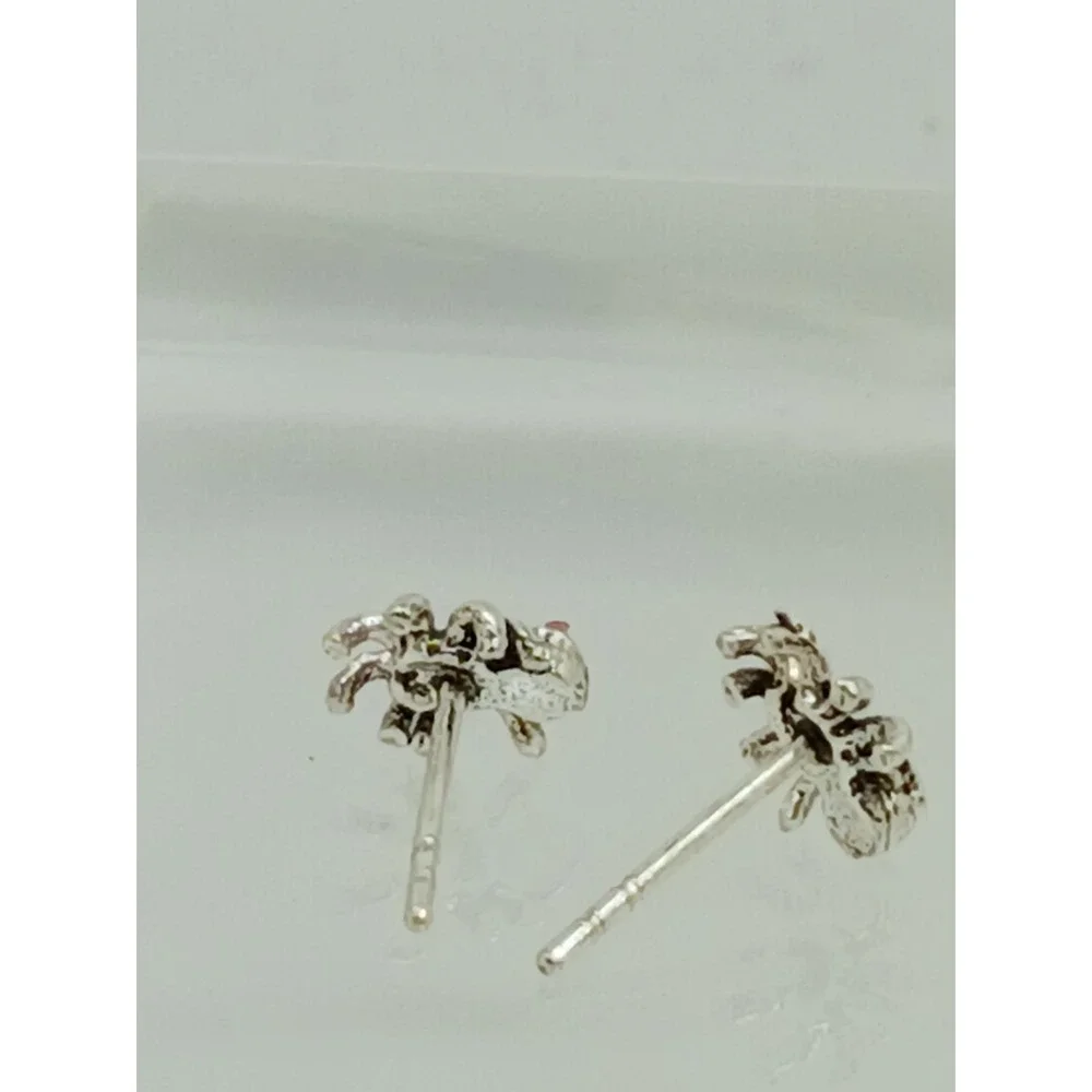 925 Sterling Silver Pink Rhinestone Spider Stud Earrings Arachnid Jewelry